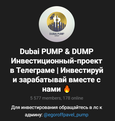 Dubai PUMP & DUMP Инвестиционный-проект в Телеграме | Инвестируй и зарабатывай вместе с нами ?