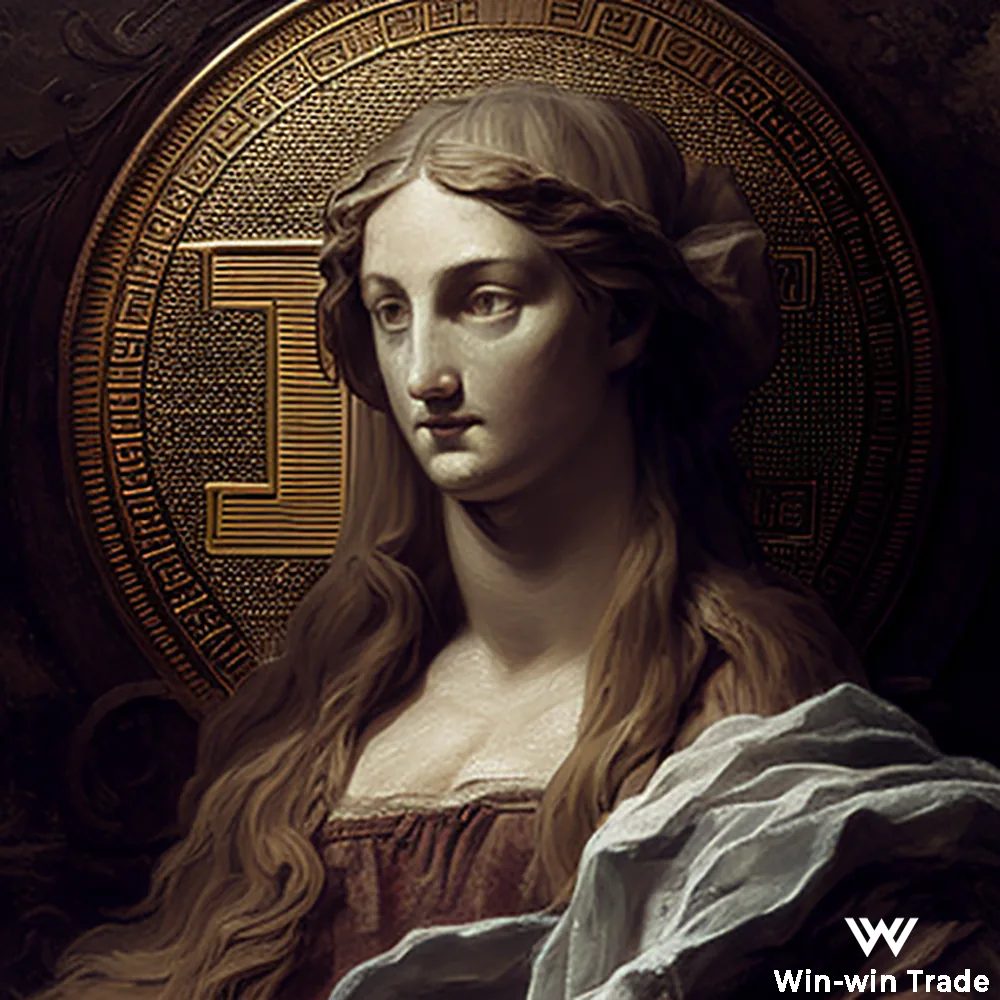Bitcoin crypto art paint woman girl old picture